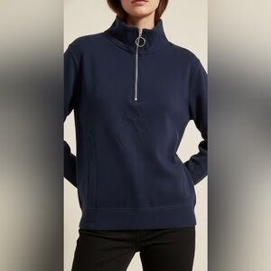 Amazon- Blue Cowl Neck Sweater with Quarter-Zip and Textured Knit